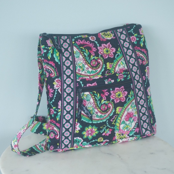 Vera Bradley Navy Colorful Petal Paisley Crossbody Bag Purse - Picture 5 of 15